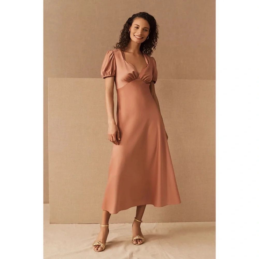 BHLDN Shelley Satin Charmeuse Midi Dress
